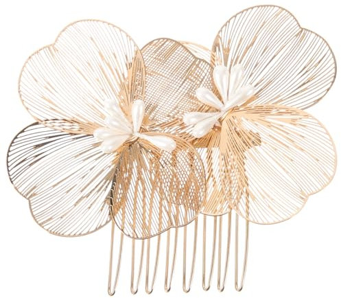 FOMIYES Peigne À Cheveux MariéE Fleur DoréE ÉLéGant Accessoire De Coiffure Pour Mariage Et DéCoration