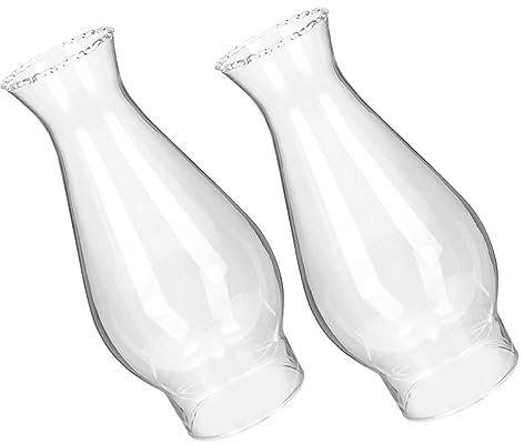 TOPPERFUN 2stücke Klarglas Petroleumlampe Ersatzglas Kerosinlampenschirm Vintage Öllampenschirm Transparent Leuchtenglas Retro Öl-laternenabdeckung