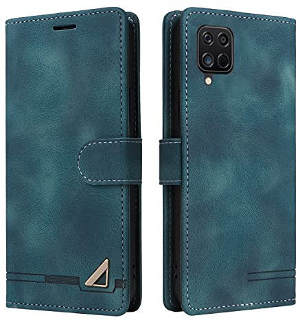 OKZone Kompatibel mit Samsung Galaxy A12/M12 Hülle, Halterung Standfunktion Kartenfach Wallet Schutzhülle 360 Grad Stoßfest Premium Leder Schutzhülle Handyhülle für Samsung Galaxy A12/M12 (Grün)