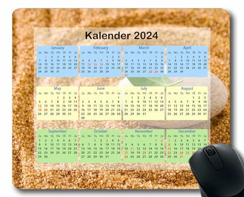YENDOSTEEN 2024 Kalender Mauspad,Spiel Naht Mousepad, Helle grelle grüne Farbe rutschfeste Gummi-Mauspads für Bürocomputer,Laptop