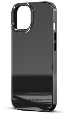 IDEAL OF SWEDEN Durchsichtige Handyhülle mit erhöhten Kanten und Nicht vergilbenden Materialien, fallgetesteter Schutz mit Spiegel Finish, kompatibel mit iPhone 15 (Black Mirror)