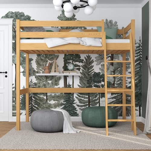 N-wood N03 Hochbett Holz 80x180 cm Naturkiefer aus Massiveholz - Made in EU