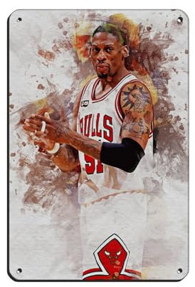 Dennis Rodman Poster Basketball Star Poster (2) Retro Poster Metall Blechschild Chic Art Retro Eisen Malerei Bar Menschen Höhle Cafe Familie Garage Poster Wanddekoration 20 x 30 cm