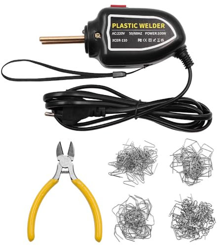 CENPEK 220V 100W Kit di saldatura plastica Mini saldatore di plastica con 200 pezzi di punti metallici a caldo per riparazioni paraurti auto, parafango, kayak, nero