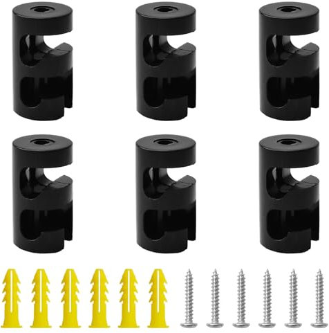 INCREWAY Black Swag Hook for Chandelier Ceiling Lights Cable,Plastic Chandelier Hooks with Screws for Fabric Electrical Cord Cable Hanging (Pack of 6)