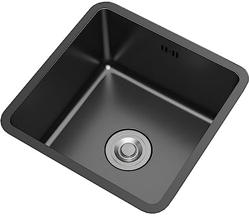 Fregadero individual con barra cuadrada, cocina con isla, fregadero negro, fregadero pequeño para verduras bajo encimera de acero inoxidable (tamaño: 40x40cm) (35x35cm)