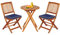 GOPLUS Juego de Mesa y Sillas para Jardín 3 Piezas, 1 Mesa Redonda y 2 Sillas Plegables con Cojines, Muebles Jardin de Madera de Acacia para Exterior Terraza Patio Bistro Piscina (Azul)