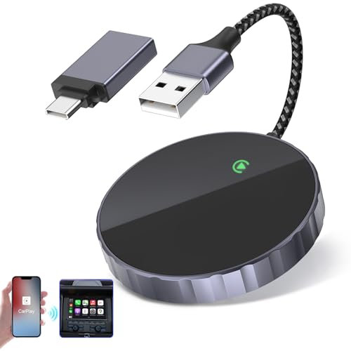 DEJIMAX CarPlay Adapter Wireless for Apple OEM Wired CarPlay, Convert Wired to Wireless Carplay Dongle for Cars with USB/Type-C, Plug & Play, Auto Connect for iPhone Apple iOS 10+