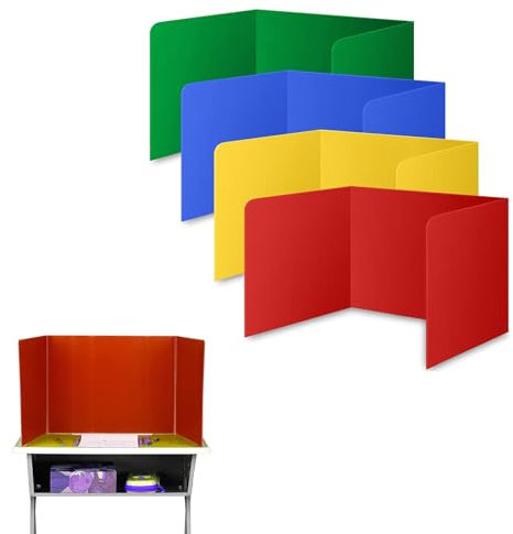 4 Stück Faltbare Schüler Sichtschutz Teiler Mehrzweck-Trennwand Tragbarer Privatsphäre Trennwand Schreibtischteiler U-Förmiger Schreibtischpanel Trenner für Bibliothek Schüle Büro Schreibtisch Schilde