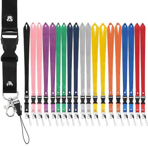 Segus Schlüsselband, 20 Stück Lanyard mit Lobster Clasp Abnehmbar, Schlüsselband Lang aus Nylonimitat, Schlüsselband Bunt mit Karabinerhaken, Umhängeband für Ausweishüllen, Schlüssel
