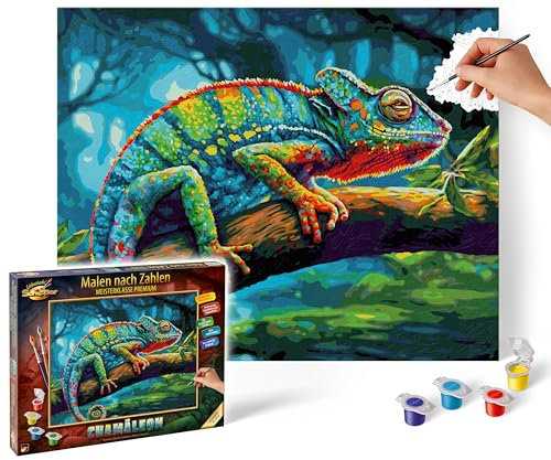 Schipper 609130904 Peinture par numéros - Caméléon - Photos de Peinture pour Adultes avec pinceaux et peintures acryliques - 40 x 50 cm