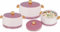 Casserole Pot Serving Dishes with Lids - 3pc Hot Pot Food Container Set Stainless Steel Inner (Purple 3pc Set 1L/2L/3L)