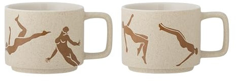 Bloomingville Harlow Becher, Tasse, Braun, Steingut, D8,5xH7 cm, 2er-Set, 250 ml