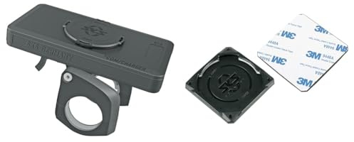 SKS GERMANY COMPIT+/Power [3rd Gen] Handyhalterung mit 10.000 mAh Powerbank & UNIVERSAL-Cover-Adapter Selbstklebender Adapter