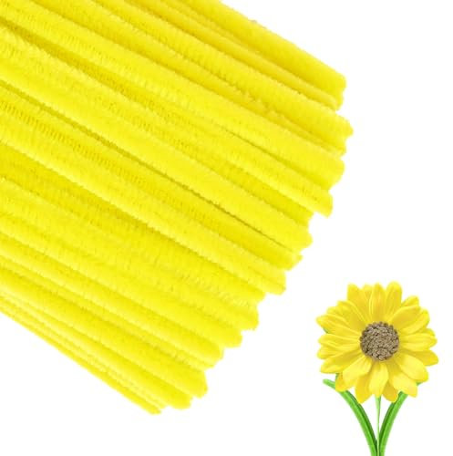 200 Stück Pfeifenreiniger Gelb, Pfeifenputzer zum Basteln, 30cm Chenilledraht, Pipe Cleaner, Pfeifenreiniger für DIY Handwerk Dekorationen