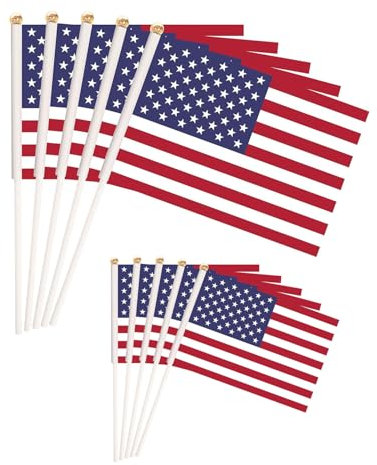 HSIXHAF 10 Stück amerikanische Flaggen mit amerikanischer Flagge und Sternen und Streifen 14 x 21 cm
