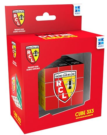 Megableu Würfel 3 x 3 RC Lens – offizielles Club RCL – Spiel Reflexion und Logik – Geschwindigkeitswürfel in den Farben des RC Lens – für Erwachsene und Kinder ab 7 Jahren – Geschenkidee für