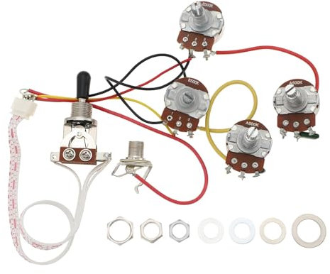 Be In Your Mind 1 Set Humbucker Lötfreies Gitarren Vorverdrahtungskabelbaum Kit 2V2T mit 500K-Potis Und 3-Wege Kippschalter Kompatibel mit Epi LP Standard Series