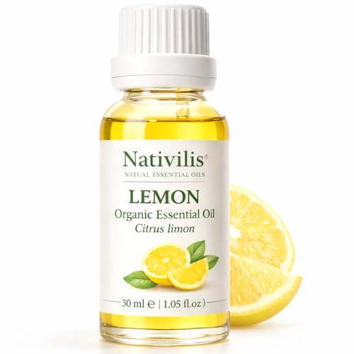 Nativilis Zitrone Bio Ätherisches Öl 30 ml (Citrus limon) - Absorbierendes antibakterielles antimykotisches Mittel gegen Akne Gesichtsreiniger - Copaiba Properties