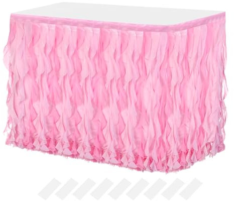 sourcing map Gonna da tavolo in tulle riccio in salice, 4,3 m, rosa, per tavoli rettangolari, per compleanni, matrimoni, feste di sesso