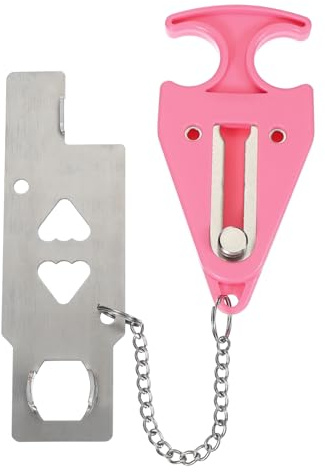 PATIKIL Hotel Door Lock, 1 Pack Heavy Duty Extra Lock for Additional Privacy and Safety Perfect for Traveling Hotel Home Apartment Double Hole Pink
