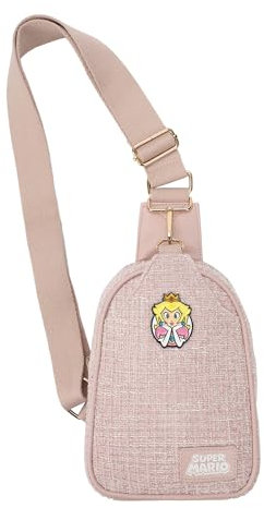 Super Mario Brothers Princess Peach Sling Bag con tracolla regolabile