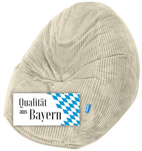 Bruni Classico Cord L in Beige - XXL-Sitzsack für drinnen mit Füllung, Indoor-Sitzsack aus Deutschland