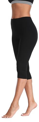 North Bund Leggings Damen Capri 3/4 Leggins Blickdichte Elastische Caprihose Sporthose für Yoga Gym Outdoor Fitness Zuhause Schwarz L-XL