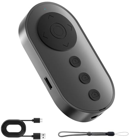 Bluetooth Camera Remote Shutter with Zoom and Front/Rear Camera Switch for Photos and Vlogging, Remote Clicker for iOS and Android Smartphone, Wireless Video Scrolling for