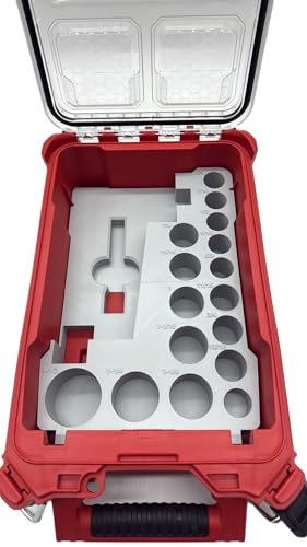 Packout Insert Compatible with Milwaukee M18 1/2 Mid-Torque Impact Wrench – Compatible with SAE Sockets & Milwaukee Packout Storage (PETG) (Grey)