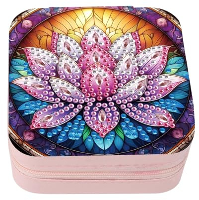 DCIDBEI Diamant Malerei DIY Schmuckkästchen Damen Schmuckschatulle Reise Klein Schmuckaufbewahrung Diamond Painting Schmuckkoffer Mini Schmuckbox für Ringe Ohrringe Ketten Schmuckschatulle Mandala