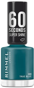 Rimmel 60 Seconds Super Shine Nagellack, schnelltrocknend, lebendige Farbe, langanhaltend, 8 ml, 104 True Blue