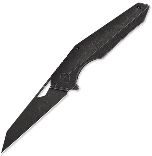 Berserk Blades BROK Edles EDC Taschenmesser, Wharncliffe Klinge, Blackwasch | Klappmesser mit ca. 9 cm langer Klinge aus CPM S35VN Stahl, Titan Griff, Wikinger Messer Design