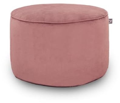 rucomfy Beanbags Luxury Round Velvet Pouffe Bean Bag. Large Footstool Ottoman. Home Furniture Decor or Bed Room Foot Rest. Lightweight & Durable W55cm x H38cm (Blush Pink)
