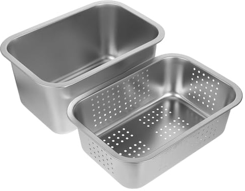 OUNONA 1 juego de colador de acero inoxidable para fregadero, cesta de malla fina para lavar verduras, recogedor de alimentos para frutas y verduras.