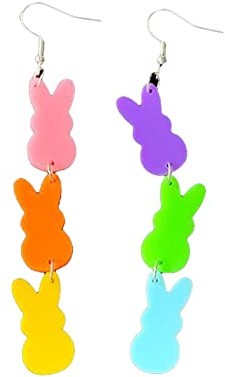 Damen hängende ohrringe, Acryl-Osterhasen-Eier-Ohrringe Osterhasen-Ohrringe baumeln Tropfen-Häschen-Schmuck für Frauen-Mädchen-Charme-Geschenk (A, One Size)