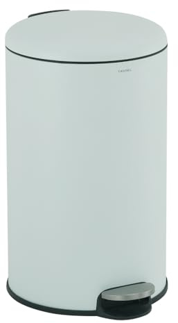 CASABEL Poubelle Cuisine Ronde 50L, Acier Inoxydable, Vert Menthe | Poubelle salle de bain avec Poignée, Ouverture à pédale, Fermeture douce, Acier inox anti-traces, Anneau maintien du sac