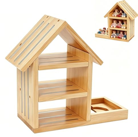 Umllpet für Tonie Regal, Magnetisches Regal Geeignet für TonieBox 1 und TonieBox 2, Kiefer Holz Wandregal für 50-70 Tonies Figuren, für Tonie Regal für Mädchen und Jungen