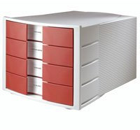 DESIGN SCHUBLADENBOX ABLAGEBOX BRIEFABLAGE LICHTGRAU/ROT