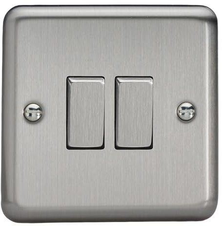 Varilight - 2G 1 Gang Intermediate And 1 Gang 1 or 2 Way 10 Amp Switch Matt Chrome - XS71D