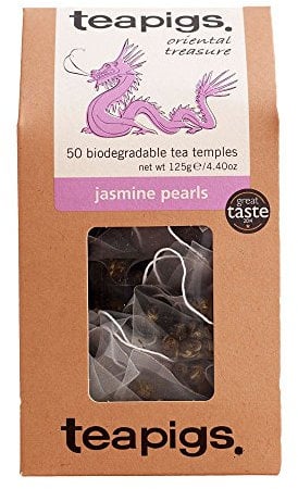 teapigs Jasmine Tea Bags - Hand-Rolled Chinese Green Tea with Fresh Jasmine Flowers - Caffeinated & Refreshing - Great Taste Award-Winning - 50 Eco-Friendly Biodegradable Tea Temples (1 Pack)