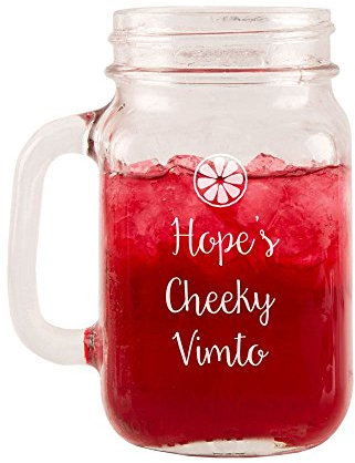 Personalised Cheeky Vimto Glass Mason Jar, Engraved Idea for Him or Her, Retro Keepsake