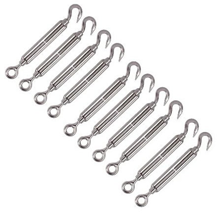 Versandbox24 10x V4A Edelstahl M6 Drahtseil Spannschloss Seilspanner Öse- Haken Spanner Wantenspanner