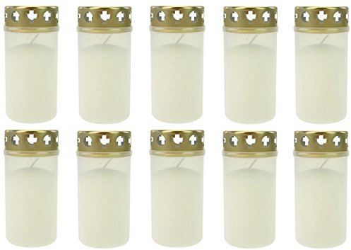 Beste Choice Grablicht Brenner Nr. 3 Weiss mit Deckel | Grabkerzen | Friedhofskerzen | Grablichtkerze | Trauerlicht | Gedenkkerze | Grabdekoration | Grabdeko (10er Pack)