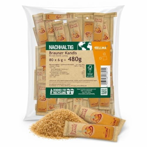 HELLMA Kandis 80 Stück – einzeln verpackte Kandis-Portionen, portionierter Kandiszucker für Kaffee & Tee, Gastronomie, Hotel & Büro