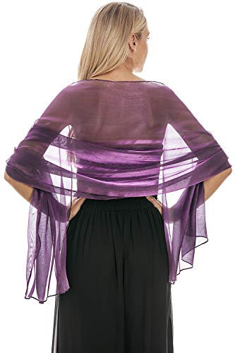 Central Chic Atemberaubende Silky Iridescent Hochzeit Abschlussball Brautjungfern Wraps Stola Schal Pashmina - 24 Farben … (Violett)