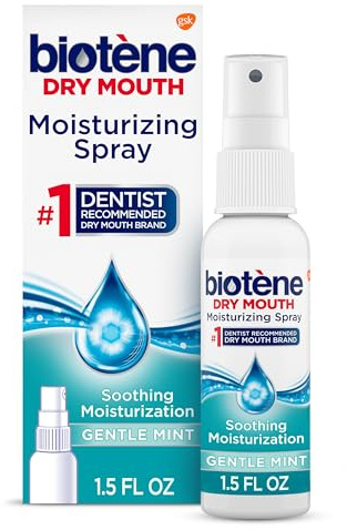 biotène Moisturizing Dry Mouth Spray, Moisturizing Spray for Dry Mouth and Bad Breath, Gentle Mint - 1.5 Fl Oz