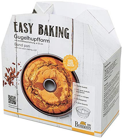 Birkmann, Easy Baking, Gugelhupfform Ø 22 cm, Backform mit Antihaftbeschichtung in Bundtform, mit Rezeptideen, 881099