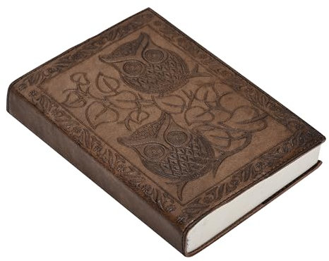 M & N Designs Leder-Tagebuch mit Eulenprägung, weicher Einband, einfarbig, 17,8 x 12,7 cm
