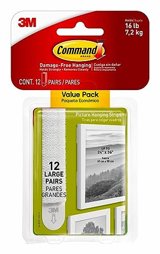 Command - Lot de 24 paires d’accroches tableaux avec languettes pour cadres photo et tableau grand format